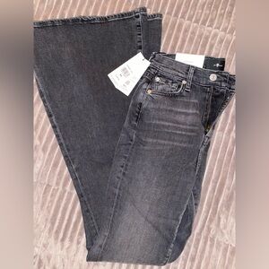 NWT 7 For All Mankind Mega Flare Jeans in Black Size 24